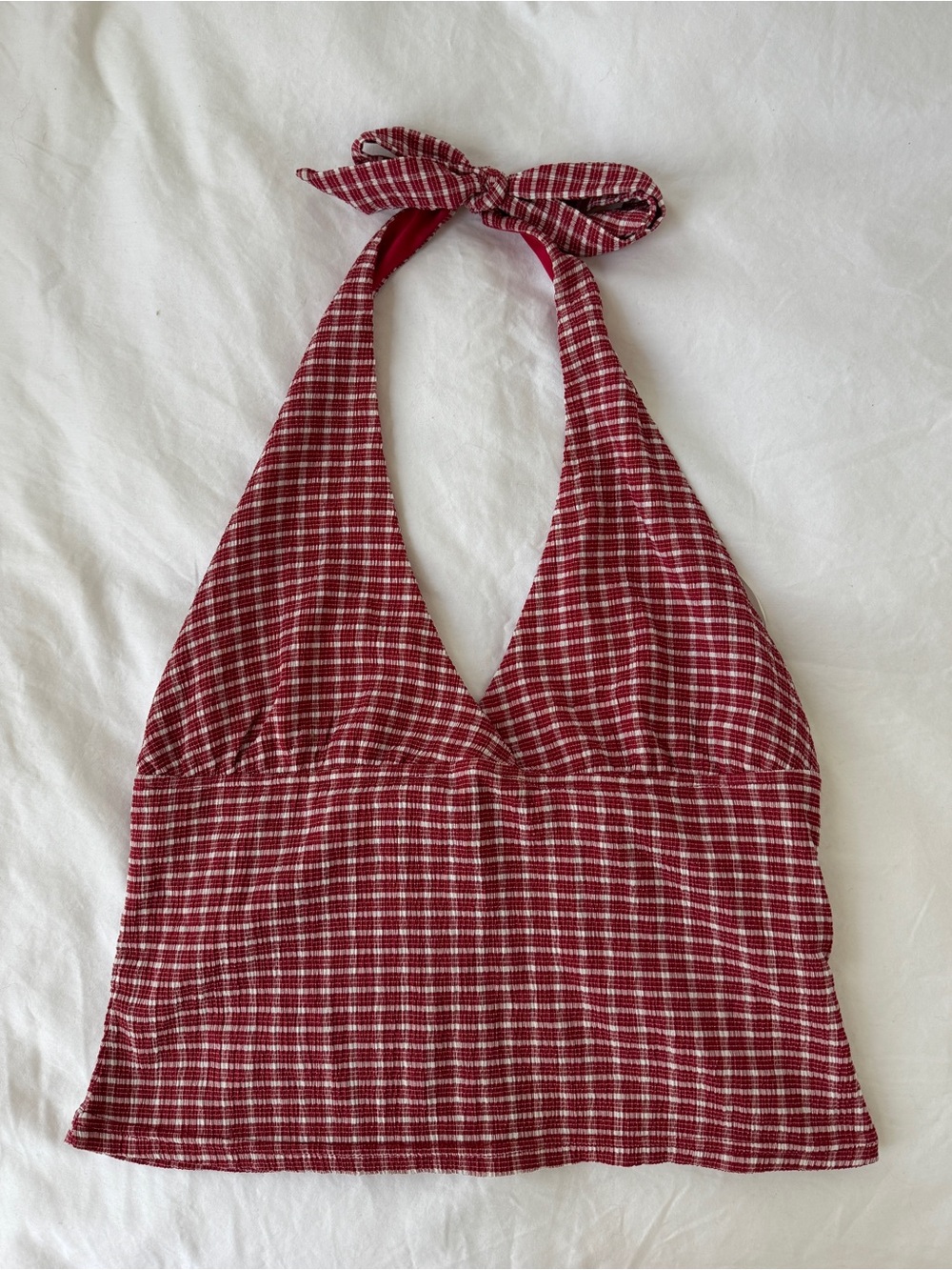 Princess Polly Red Gingham Halter Top Size 6
